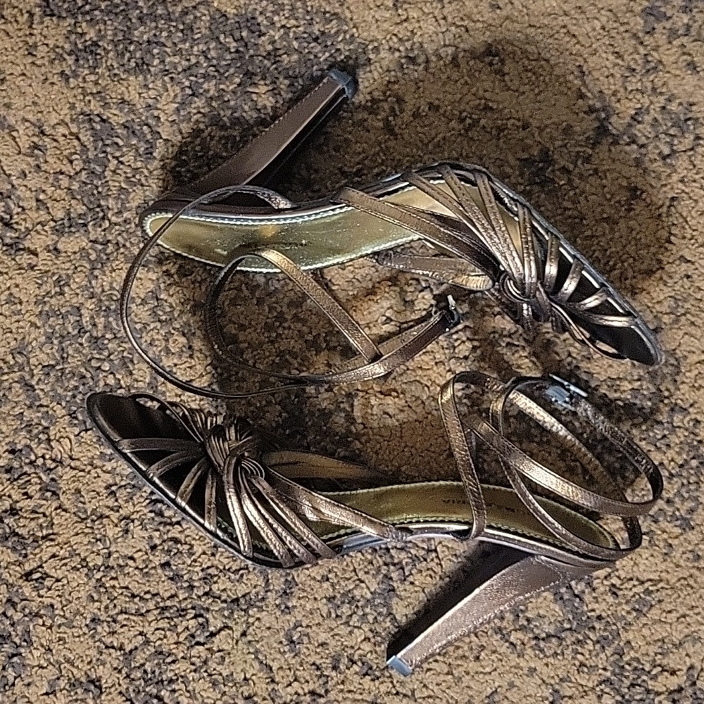 BCBG Maxazra Bronze Metallic strappy heels